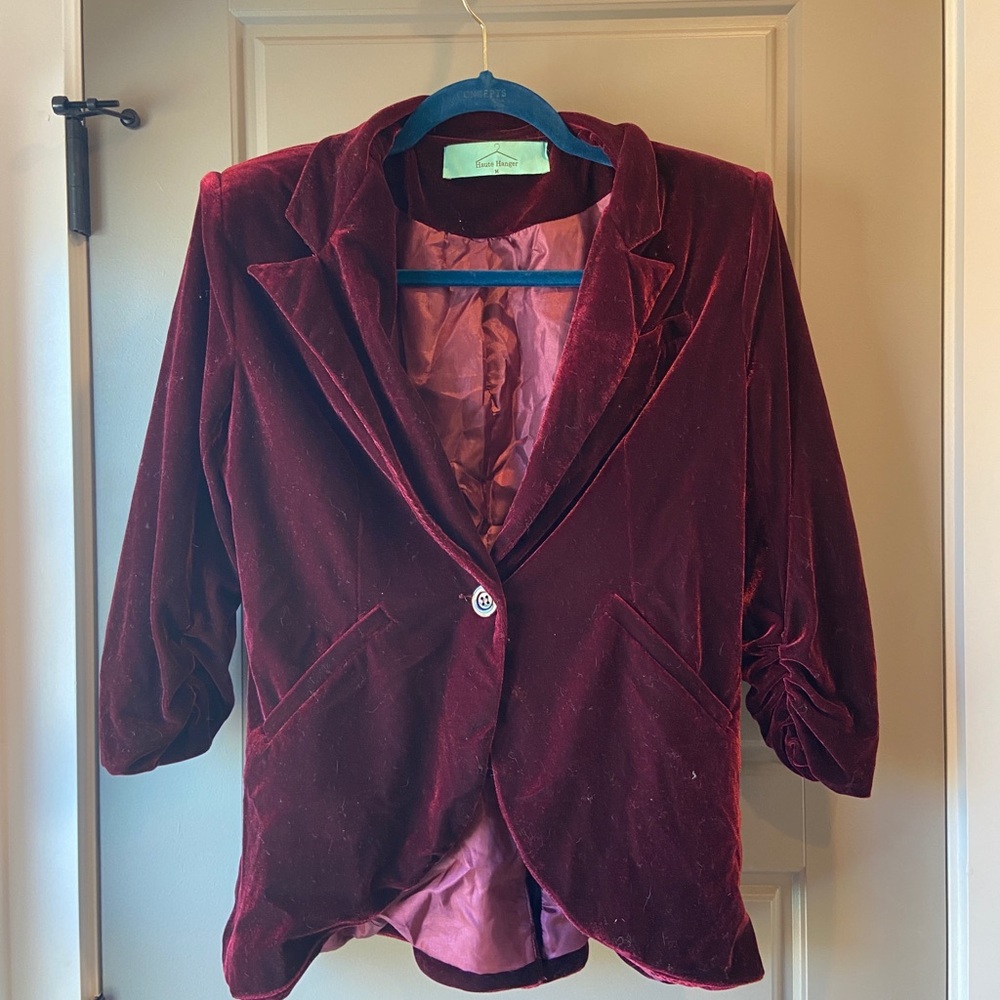 Elegant Velvet Burgundy Jacket